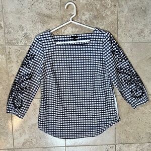 Talbots blue checkered top, XS